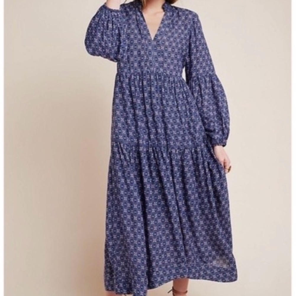 ANTHROPOLOGIE Maeve Tamarind Tiered Maxi Dress cottagecore Prairie Bohemian 2XL